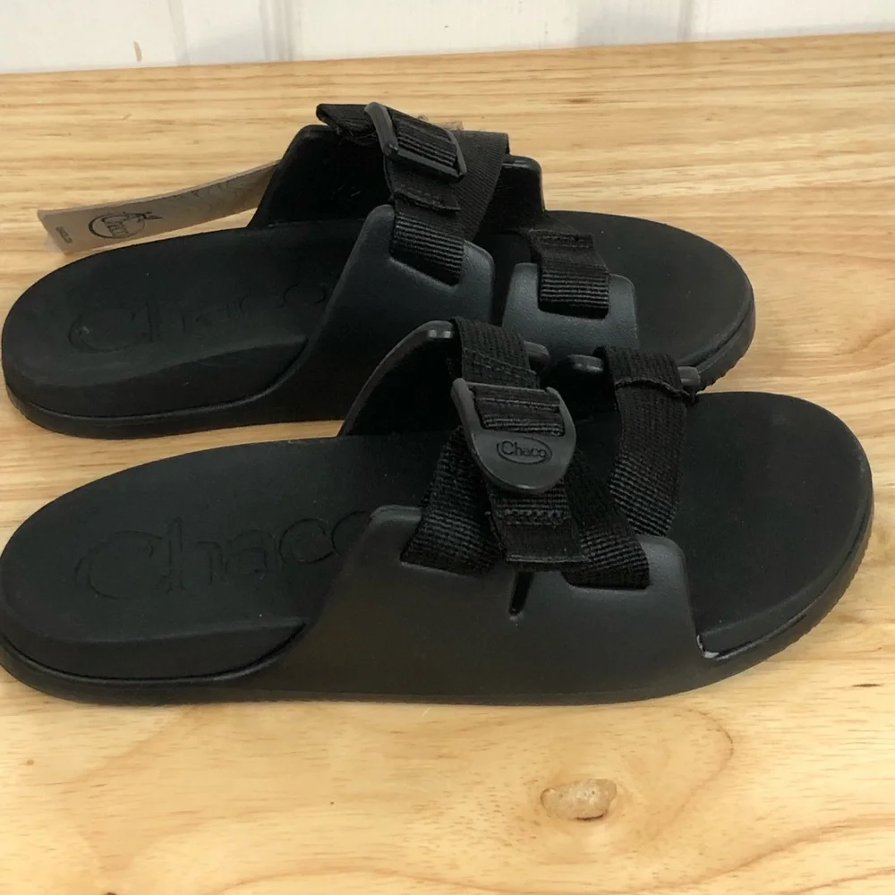 NEW Kids Chaco sandals Black Chillos Sport Shoe open back adjustable cross strap